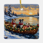 American Staffordshire Terrier Kerstboot Keramisch Ornament (Voorkant)
