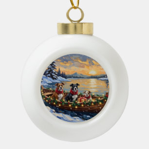 American Staffordshire Terrier Kerstboot Keramische Bal Ornament