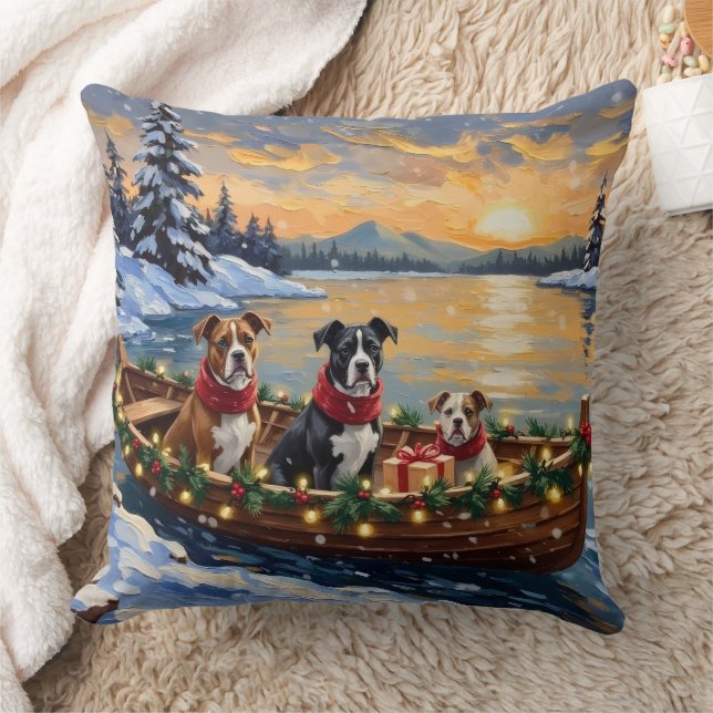 American Staffordshire Terrier Kerstboot Kussen (Deken)