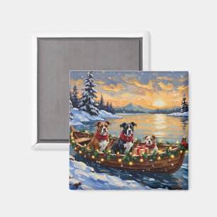 American Staffordshire Terrier Kerstboot Magneet