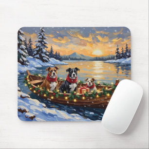 American Staffordshire Terrier Kerstboot Muismat