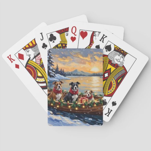 American Staffordshire Terrier Kerstboot Pokerkaarten (Achterkant)