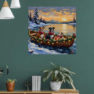 American Staffordshire Terrier Kerstboot Poster