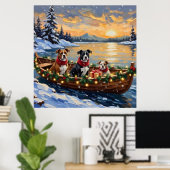 American Staffordshire Terrier Kerstboot Poster (Thuiskantoor)