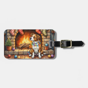 American Staffordshire Terrier Kerstlichtjes Bagagelabel