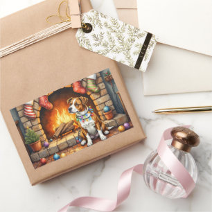 American Staffordshire Terrier Kerstlichtjes Rechthoekige Sticker