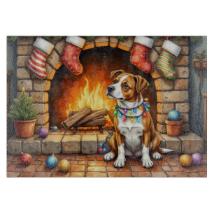 American Staffordshire Terrier Kerstlichtjes Snijplank