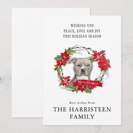 American Staffordshire Terrier Kerstmis Wreath Feestdagenkaart (Voorkant / Achterkant)