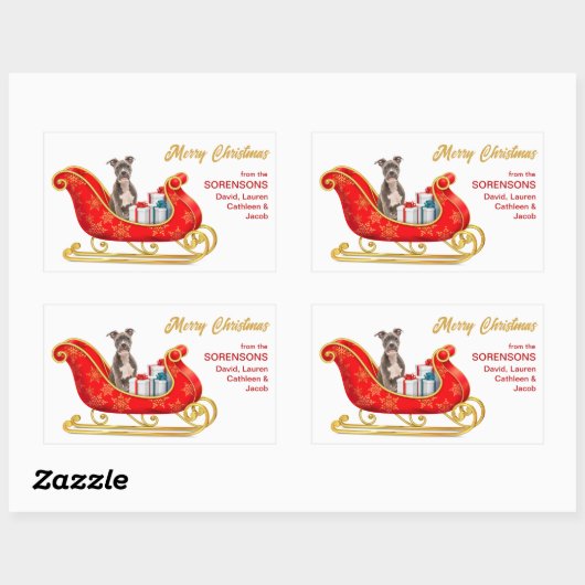 American Staffordshire Terrier Kerstsleigh Rechthoekige Sticker (Vel)