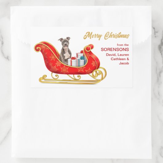 American Staffordshire Terrier Kerstsleigh Rechthoekige Sticker (Tas)