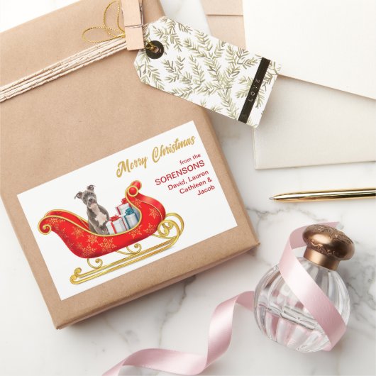 American Staffordshire Terrier Kerstsleigh Rechthoekige Sticker (Geschenken)