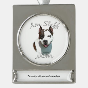 American Staffordshire Terrier Ma 2 Verzilverd Banner Ornament