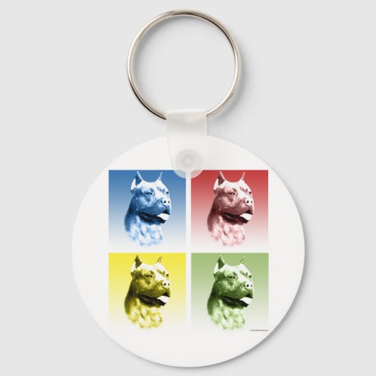 American Staffordshire Terrier Pop Kunst Sleutelhanger (Voorkant)