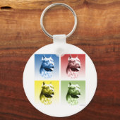 American Staffordshire Terrier Pop Kunst Sleutelhanger (Voorkant)