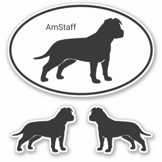 American Staffordshire Terrier Silhouettes AmPerso Sticker (Voorkant)