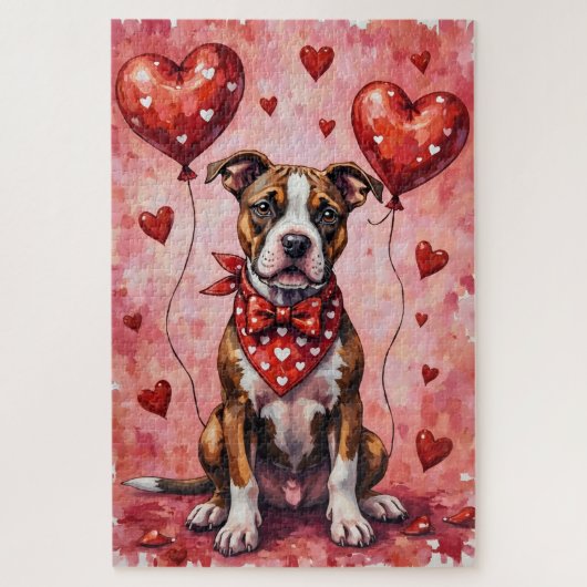 American Staffordshire Terrier Valentine Dog Art Legpuzzel (Verticaal)