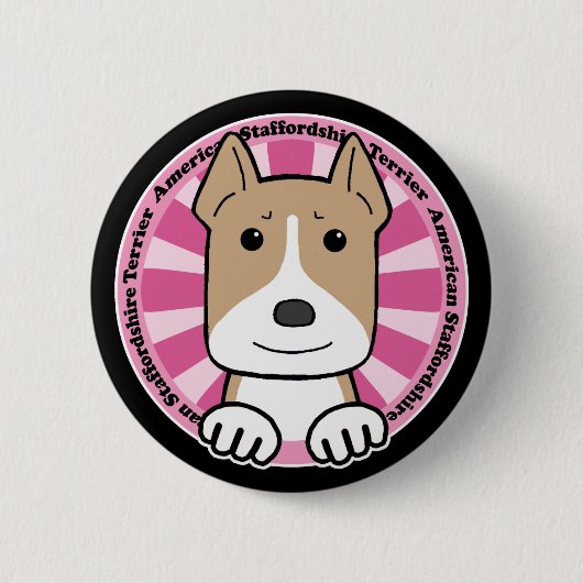 American Stafforshire Terrier Ronde Button 5,7 Cm (Voorkant)