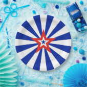 American Star op Radiating Blue and White Stripes Papieren Bordje (Feest)
