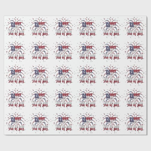American Stars and Stripes Happy 4th van juli Cadeaupapier (Vlak)