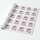 American Stars and Stripes Happy 4th van juli Cadeaupapier (Uitgerold)