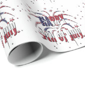 American Stars and Stripes Happy 4th van juli Cadeaupapier (Rol Hoek)
