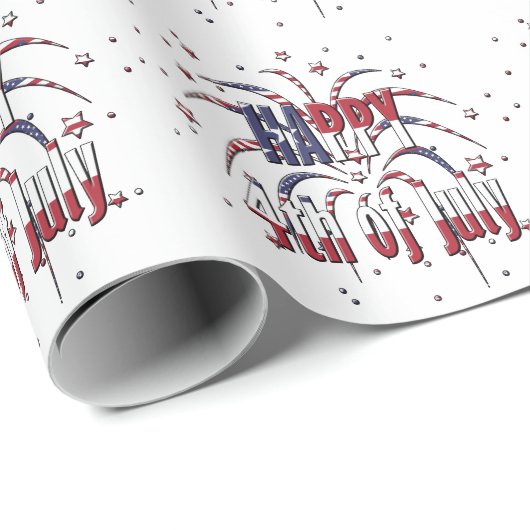 American Stars and Stripes Happy 4th van juli Cadeaupapier (Rol Hoek)