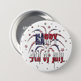 American Stars and Stripes Happy 4th van juli Ronde Button 7,6 Cm