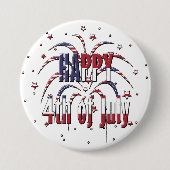American Stars and Stripes Happy 4th van juli Ronde Button 7,6 Cm (Voorkant)