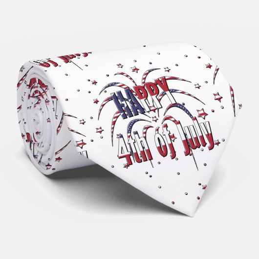 American Stars and Stripes Happy 4th van juli Stropdas (Opgerold)