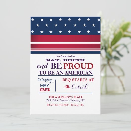 American Stars Invitation Kaart (Staand voorkant)