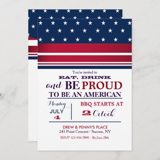 American Stars Uitnodiging (Voorkant / Achterkant)