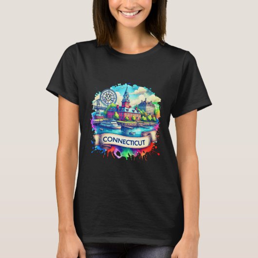American State Map T-Shirts - Connecticut USA map (Voorkant)