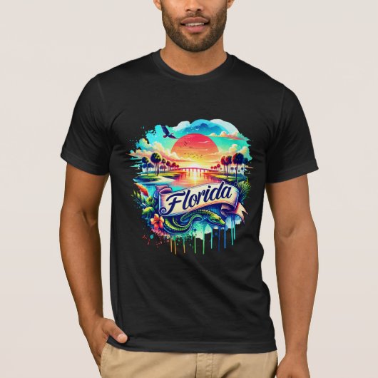 American State Map T-Shirts - Florida USA map (Voorkant)