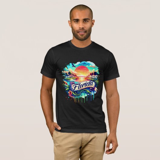 American State Map T-Shirts - Florida USA map (Voorkant volledig)