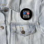 American Stud Boy Country 4th of juli Amerikaanse Ronde Button 5,7 Cm (In situ)