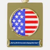 American Style Art, gepersonaliseerd Verguld Banner Ornament (Voorkant)