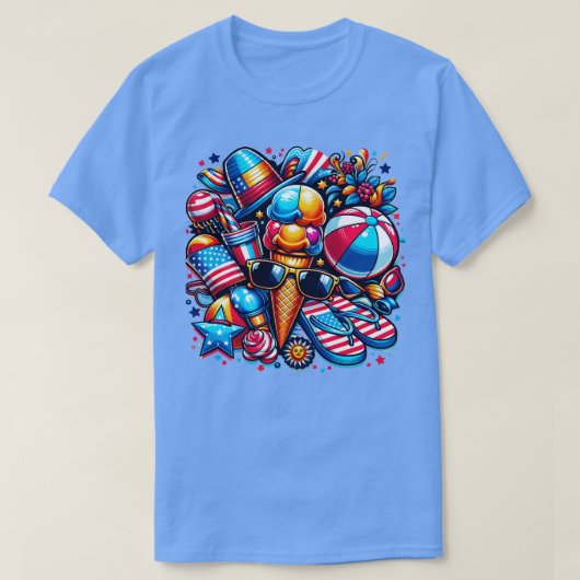 American Summer Vibes 4th of July Feestdagen met T-shirt (Design voorkant)