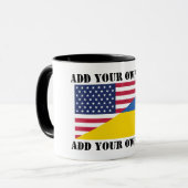 American support towards Ukraine Throw Pillow Mok (Voorkant links)