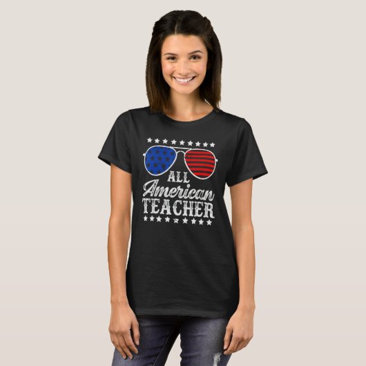 American Teacher 4th Of July Patriotic Teacher Ame T-shirt (Voorkant volledig)