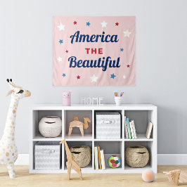 American the Beautiful Roze 4 juli Wandkleed