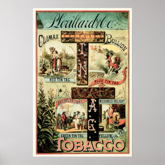 American Tin Label Climax Bullion Cigaretes Tobacc Poster