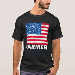American Tractor Boer Patriottisch Boerderij USA F T-shirt