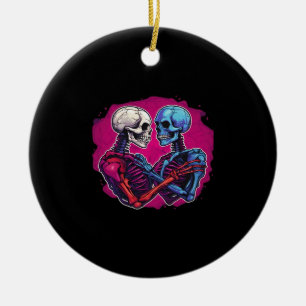 American Traditional Skeleton Holding Hands Tattoo Keramisch Ornament