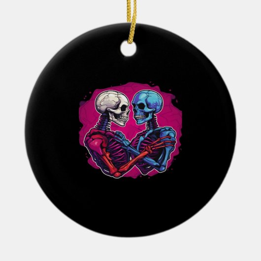 American Traditional Skeleton Holding Hands Tattoo Keramisch Ornament (Voorkant)