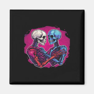 American Traditional Skeleton Holding Hands Tattoo Magneet