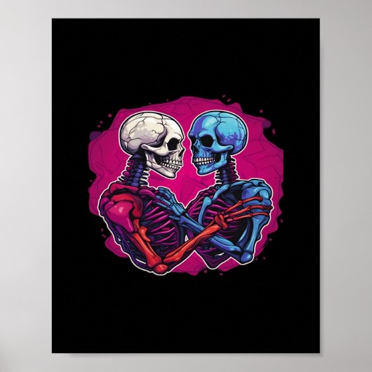 American Traditional Skeleton Holding Hands Tattoo Poster (Voorkant)