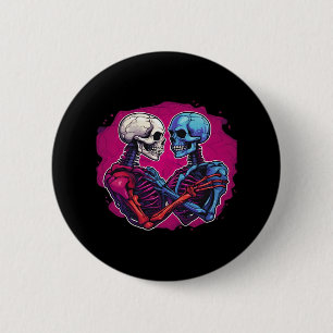 American Traditional Skeleton Holding Hands Tattoo Ronde Button 5,7 Cm