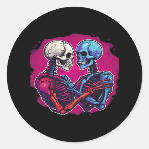 American Traditional Skeleton Holding Hands Tattoo Ronde Sticker