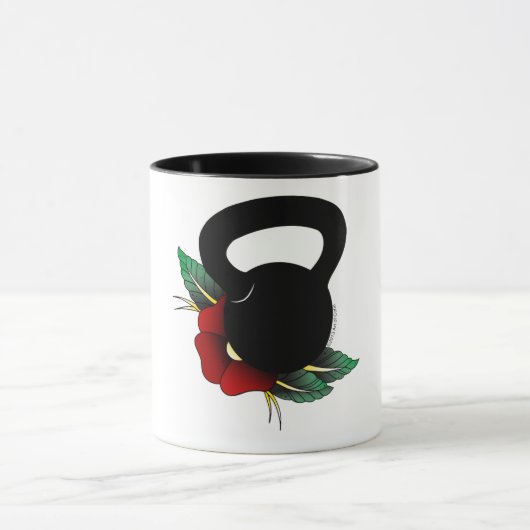 American Traditional Tattoo Flower Kettlebell Mok (Midden)