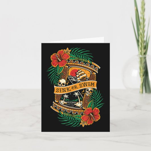American Traditional Tattoo Old School Flash Skull Kaart (Voorkant)